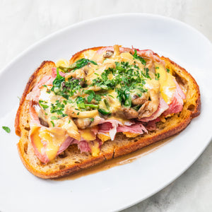Ham, Mushrooms, and Eggs on Toast