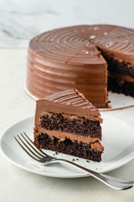 Load image into Gallery viewer, Slice of Salted Chocolate Cake with Caramel dessert or pastry
