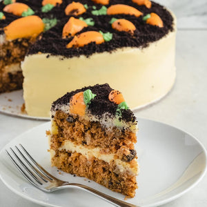Slice of 3 Layer Carrot Cake dessert or pastry