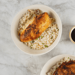 Load image into Gallery viewer, Quarter Chicken Rice Bowl (white meat, garlic rice) - Wildflour To-Go
